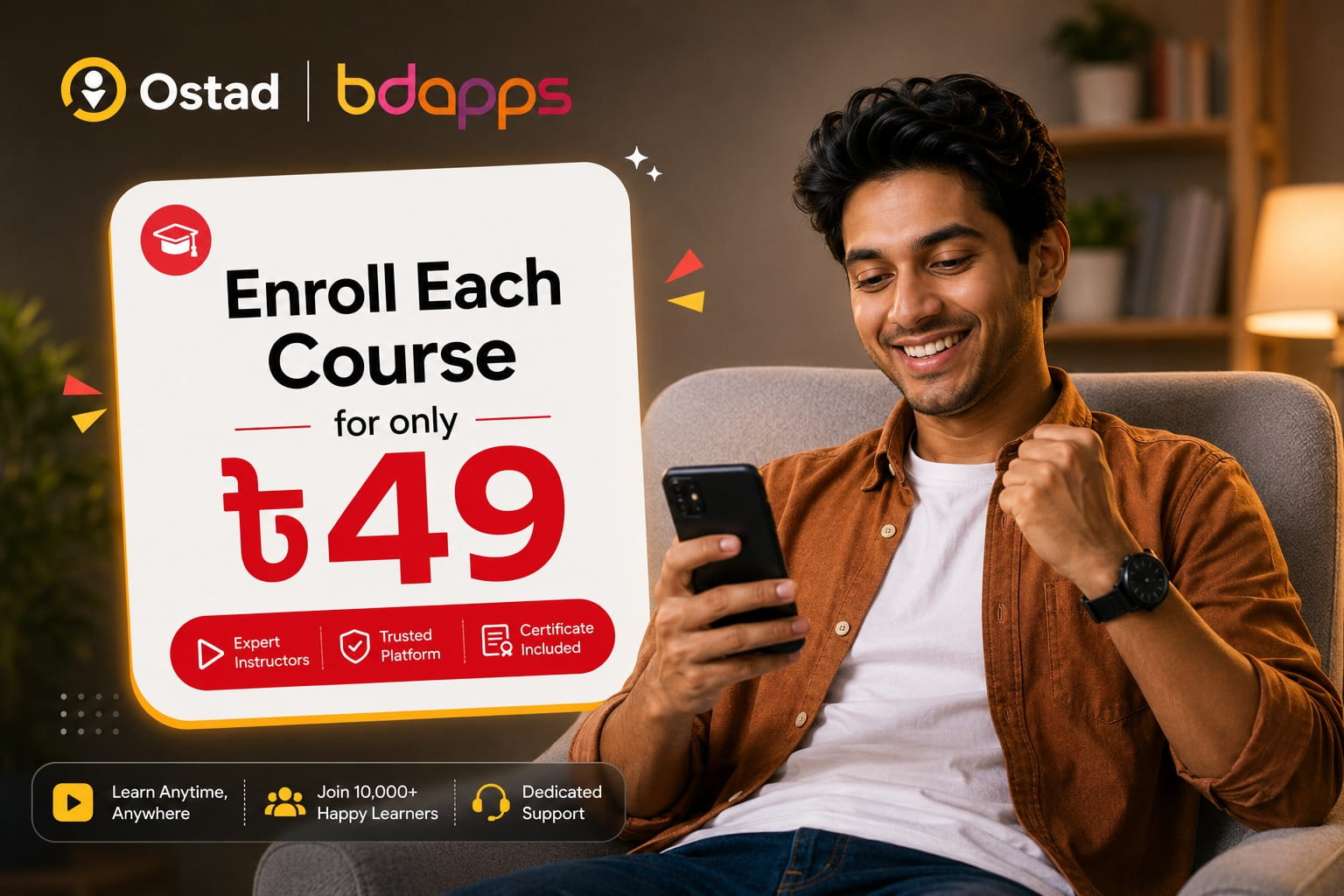 Ostad × Bdapps — প্রতিটি কোর্স মাত্র ৳৪৯