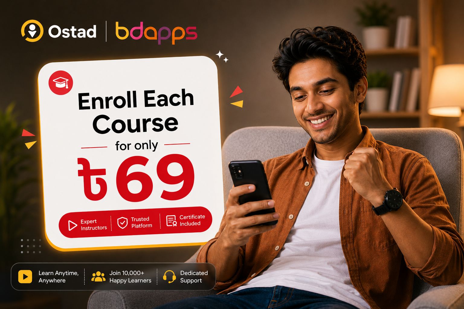 Ostad × Bdapps — প্রতিটি কোর্স মাত্র ৳৬৯